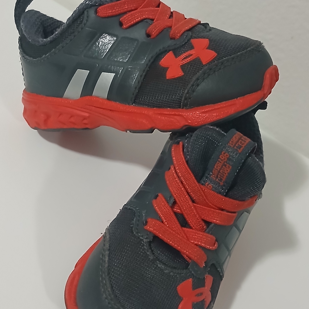 Under Armour Kids' Gray and Red Sneakers